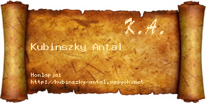 Kubinszky Antal névjegykártya